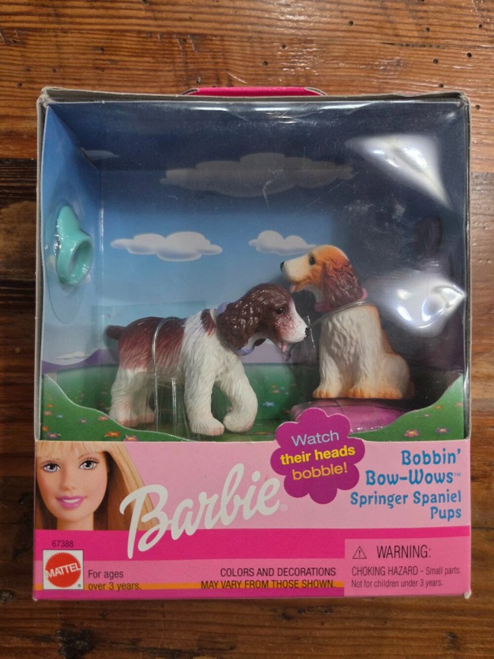Barbie Bobbin’ Bow‑Wows Springer Spaniel Pups Bobble Heads #67388 New Sealed